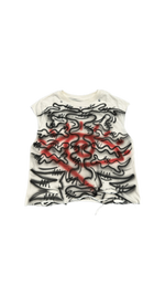 Crop sleeve airbrush skeleton tee