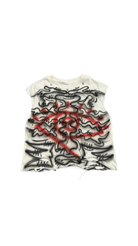 Crop sleeve airbrush skeleton tee