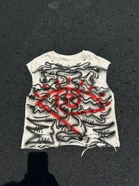 Crop sleeve airbrush skeleton tee
